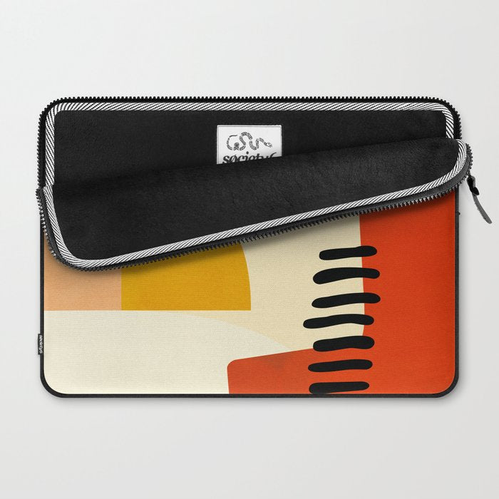 mid century shapes moon Laptop Sleeve Gallery Image 2