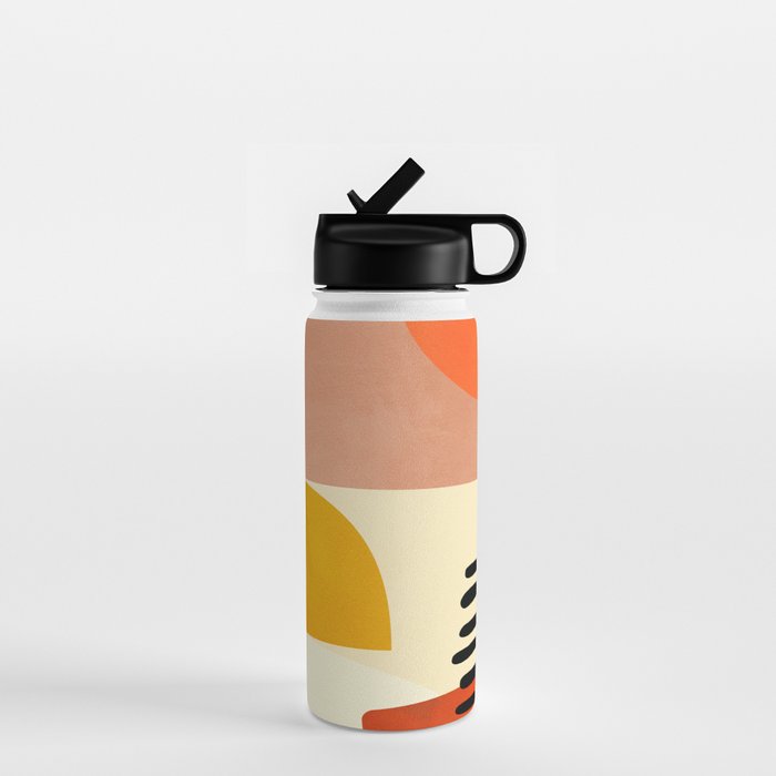 mid century shapes moon Water Bottle Gallery Image 1