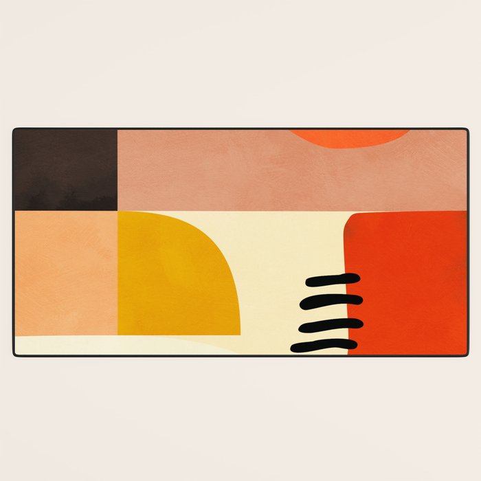 mid century shapes moon Desk Mat Gallery Image 3