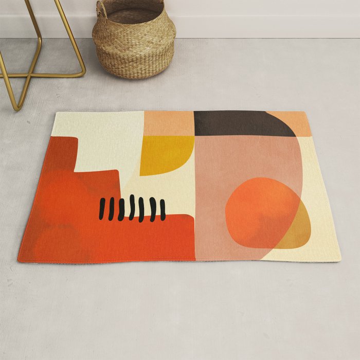 mid century shapes moon Rug Gallery Image 1