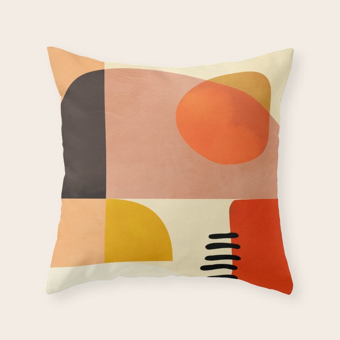 mid century shapes moon Throw Pillow Gallery Image 6