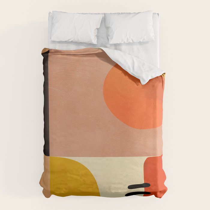 mid century shapes moon Duvet Cover Gallery Image 1