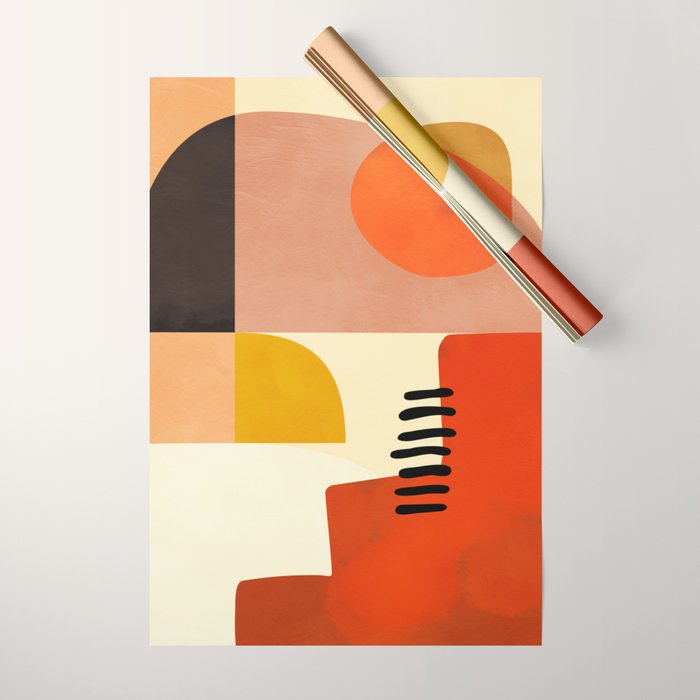 mid century shapes moon Wrapping Paper Gallery Image 1