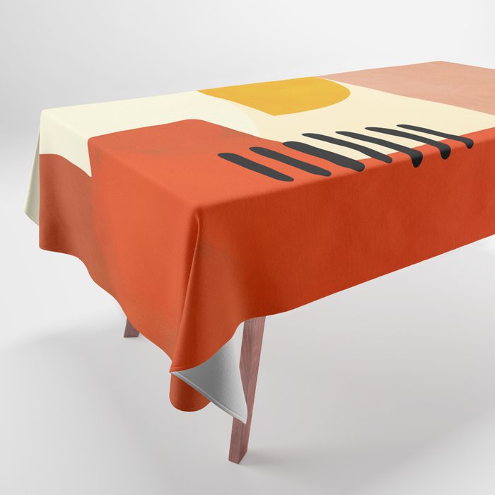 mid century shapes moon Tablecloth Gallery Image 1