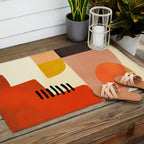 mid century shapes moon Outdoor Rug Gallery Image 2