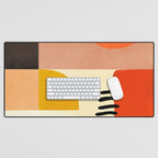 mid century shapes moon Desk Mat Gallery Image 1