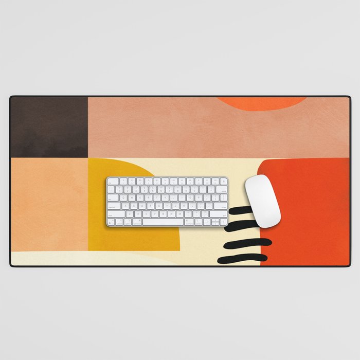 mid century shapes moon Desk Mat Gallery Image 1