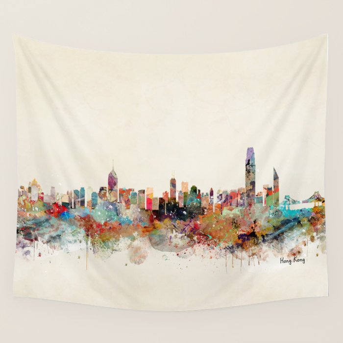 hong kong skyline Wall Tapestry Gallery Image 4