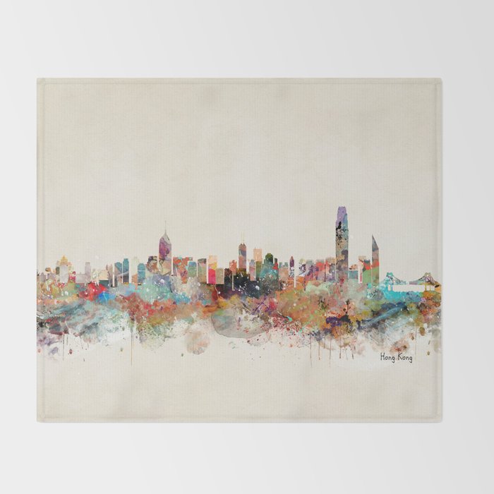 hong kong skyline Throw Blanket Gallery Image 2
