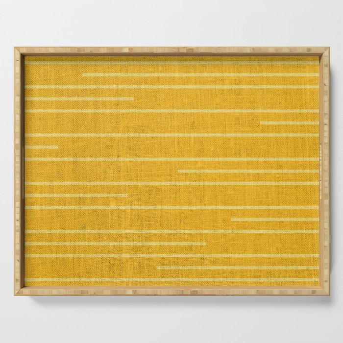 Geometric Art, Colorful Stripes, Yellow Serving Tray Gallery Image 1