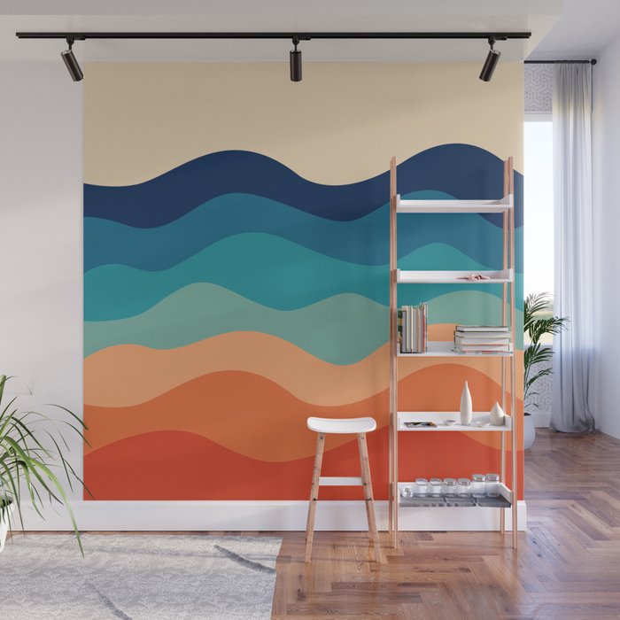 Retro 70s Waves Wall Mural Gallery Image 1