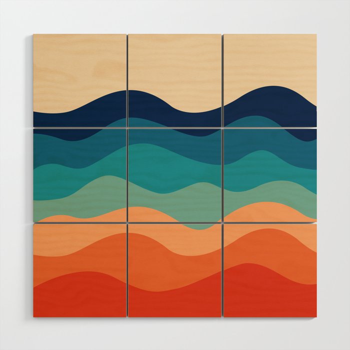 Retro 70s Waves Wood Wall Art Gallery Image 1