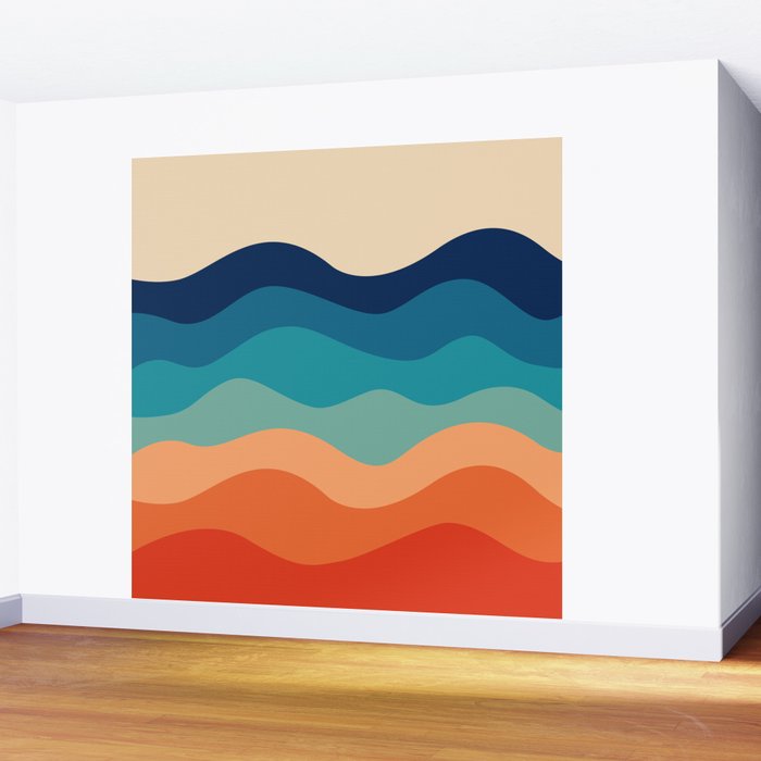 Retro 70s Waves Wall Mural Gallery Image 2