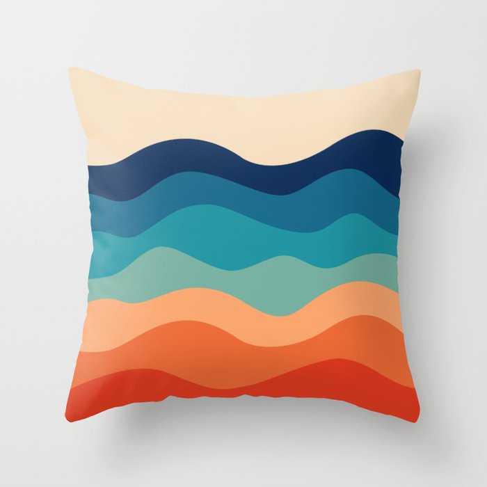Retro 70s Waves Throw Pillow Gallery Image 6