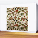Red Green Jacobean Floral Embroidery Pattern Wall Mural Gallery Image 2