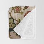 Red Green Jacobean Floral Embroidery Pattern Throw Blanket Gallery Image 3