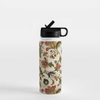 Red Green Jacobean Floral Embroidery Pattern Water Bottle Gallery Image 1