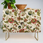 Red Green Jacobean Floral Embroidery Pattern Credenza Gallery Image 1