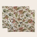 Red Green Jacobean Floral Embroidery Pattern Placemat Gallery Image 1
