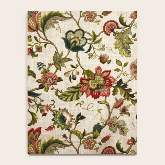 Red Green Jacobean Floral Embroidery Pattern Notebook Gallery Image 4
