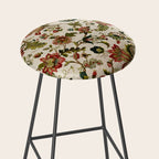 Red Green Jacobean Floral Embroidery Pattern Stool Gallery Image 2