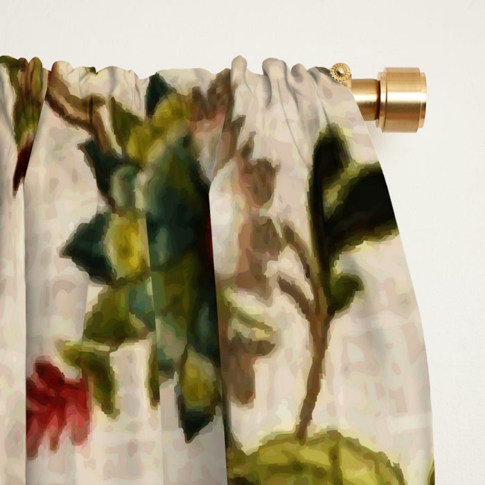 Red Green Jacobean Floral Embroidery Pattern Window Curtain Gallery Image 2