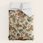 Red Green Jacobean Floral Embroidery Pattern Duvet Cover Gallery Image 6