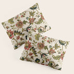 Red Green Jacobean Floral Embroidery Pattern Pillow Sham Gallery Image 3
