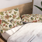 Red Green Jacobean Floral Embroidery Pattern Pillow Sham Gallery Image 2