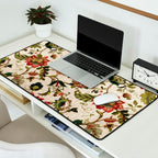 Red Green Jacobean Floral Embroidery Pattern Desk Mat Gallery Image 2