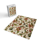 Red Green Jacobean Floral Embroidery Pattern Jigsaw Puzzle Gallery Image 2