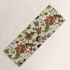 Red Green Jacobean Floral Embroidery Pattern Yoga Mat Gallery Image 1