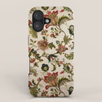 Red Green Jacobean Floral Embroidery Pattern iPhone Case Gallery Image 1