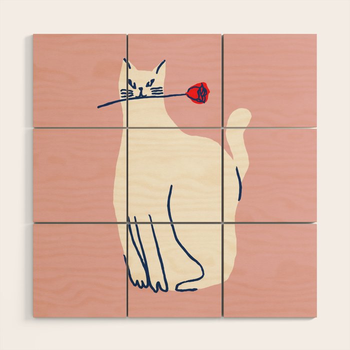 Casanova cat - the whimsical Catsanova Wood Wall Art Gallery Image 1