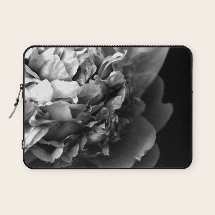 Black and White Summer Peony Laptop Sleeve Gallery Image 1