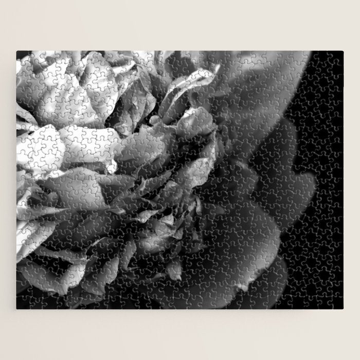 Black and White Summer Peony Jigsaw Puzzle Gallery Image 1