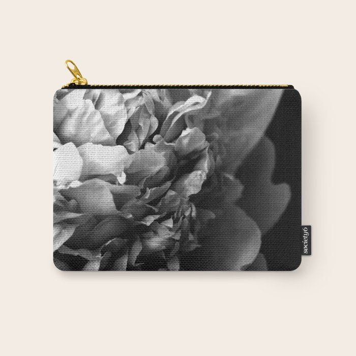 Black and White Summer Peony Carry All Pouch Gallery Image 1