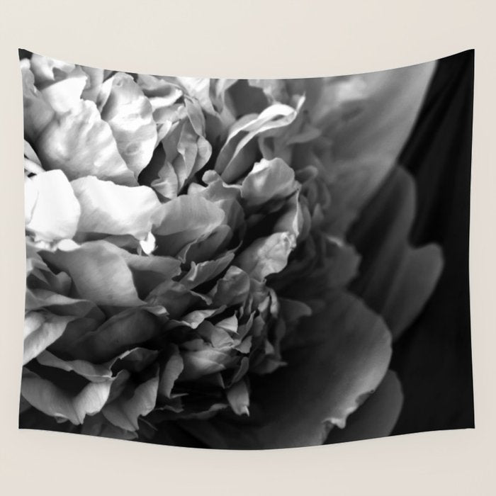 Black and White Summer Peony Wall Tapestry Gallery Image 4