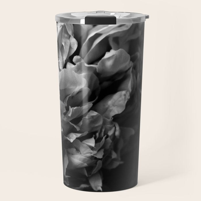 Black and White Summer Peony Travel Mug Gallery Image 1