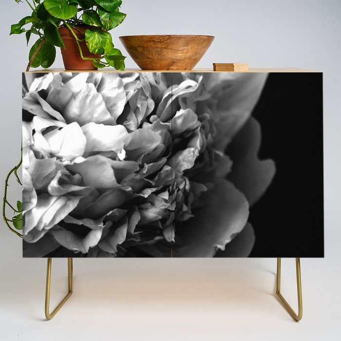 Black and White Summer Peony Credenza Gallery Image 1