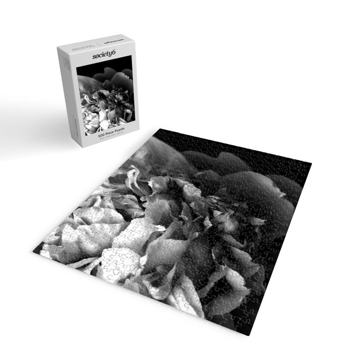 Black and White Summer Peony Jigsaw Puzzle Gallery Image 2