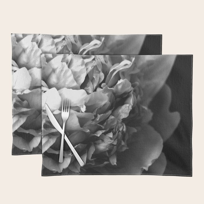 Black and White Summer Peony Placemat Gallery Image 1