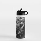 Black and White Summer Peony Water Bottle Gallery Image 1