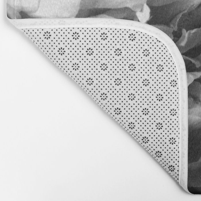 Black and White Summer Peony Bath Mat Gallery Image 2