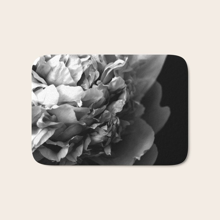 Black and White Summer Peony Bath Mat Gallery Image 1