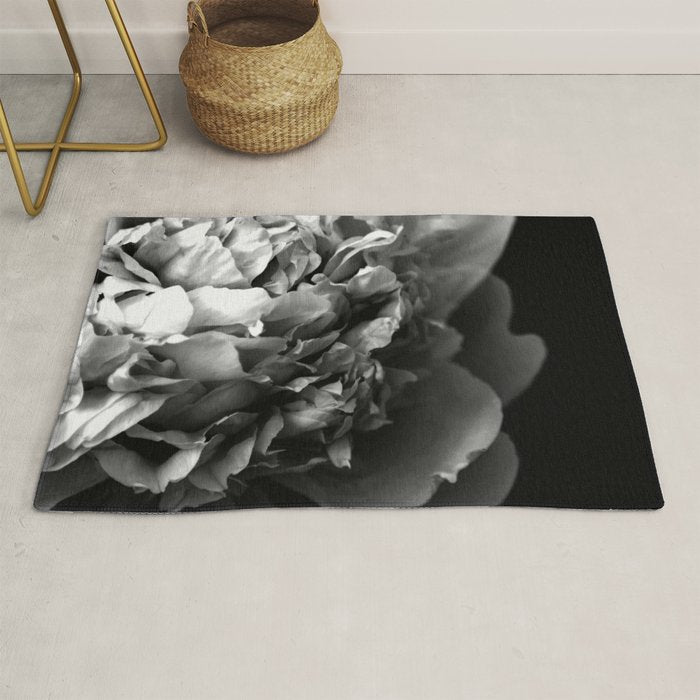 Black and White Summer Peony Rug Gallery Image 1