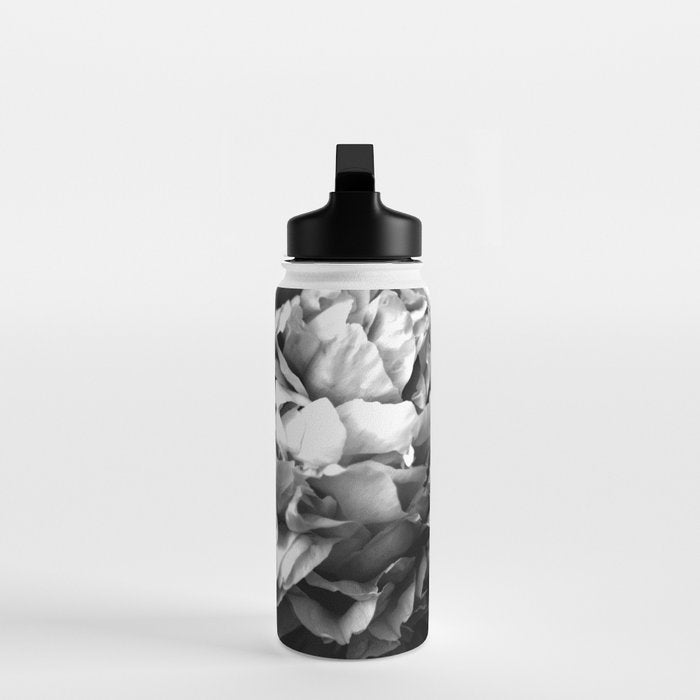 Black and White Summer Peony Water Bottle Gallery Image 3