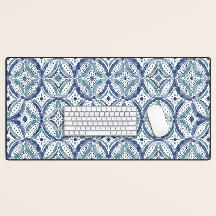 Boho Indigo Damask B Desk Mat Gallery Image 1