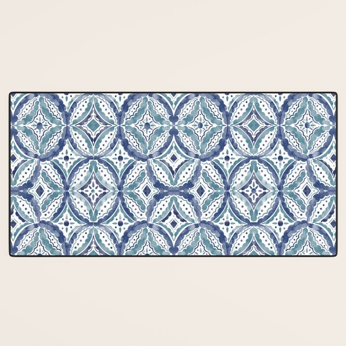Boho Indigo Damask B Desk Mat Gallery Image 3