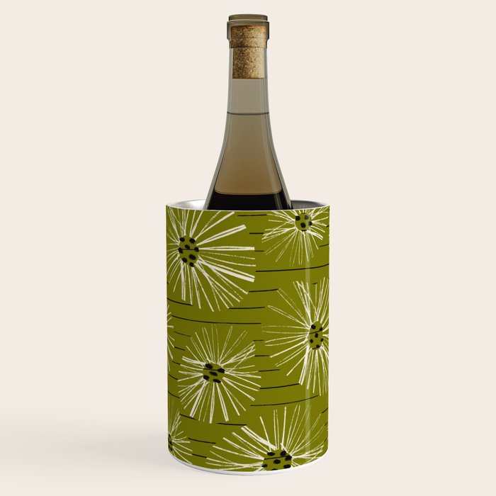 Retro Daisies: Musk Green Edition Wine Chiller Gallery Image 1